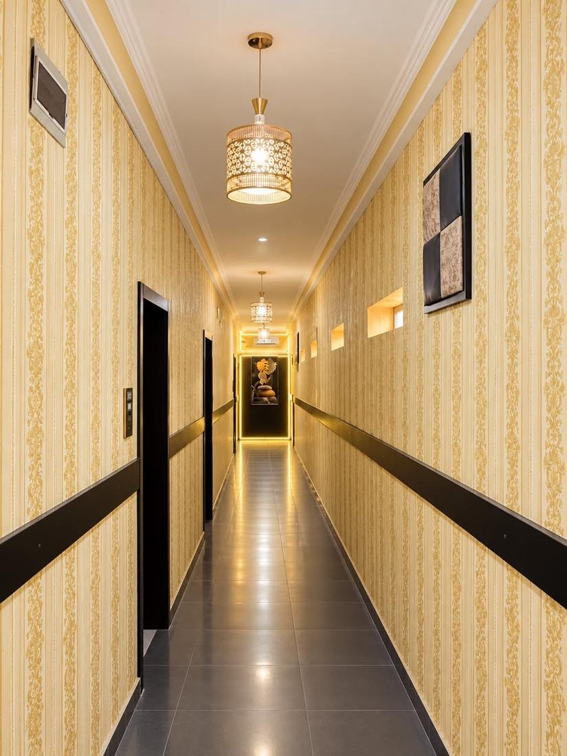 Golden hotel corridor